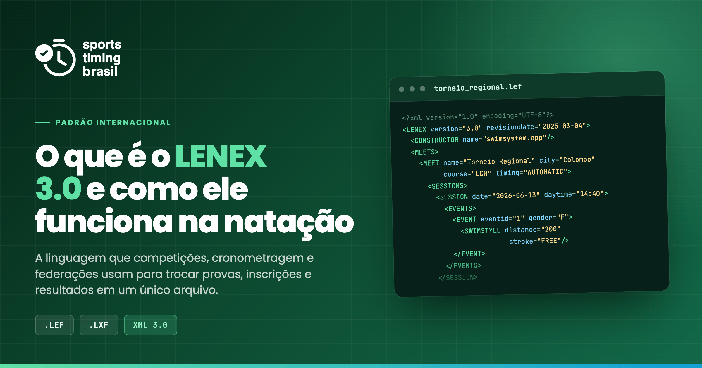 O que é o LENEX 3.0 e como ele funciona na natação!
